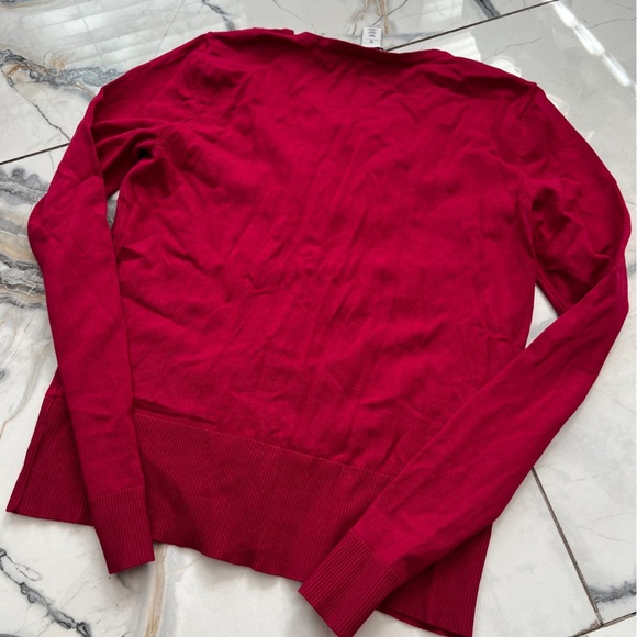 White House Black Market Crimson Hot Bright Pinkish Red Cardigan Medium - Picture 3 of 8